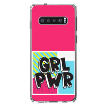 DistinctInk® Clear Shockproof Hybrid Case for Apple iPhone / Samsung Galaxy / Google Pixel - Girl Power - GRL PWR - Pink Background