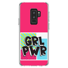 DistinctInk® Clear Shockproof Hybrid Case for Apple iPhone / Samsung Galaxy / Google Pixel - Girl Power - GRL PWR - Pink Background