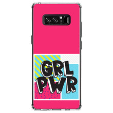DistinctInk® Clear Shockproof Hybrid Case for Apple iPhone / Samsung Galaxy / Google Pixel - Girl Power - GRL PWR - Pink Background