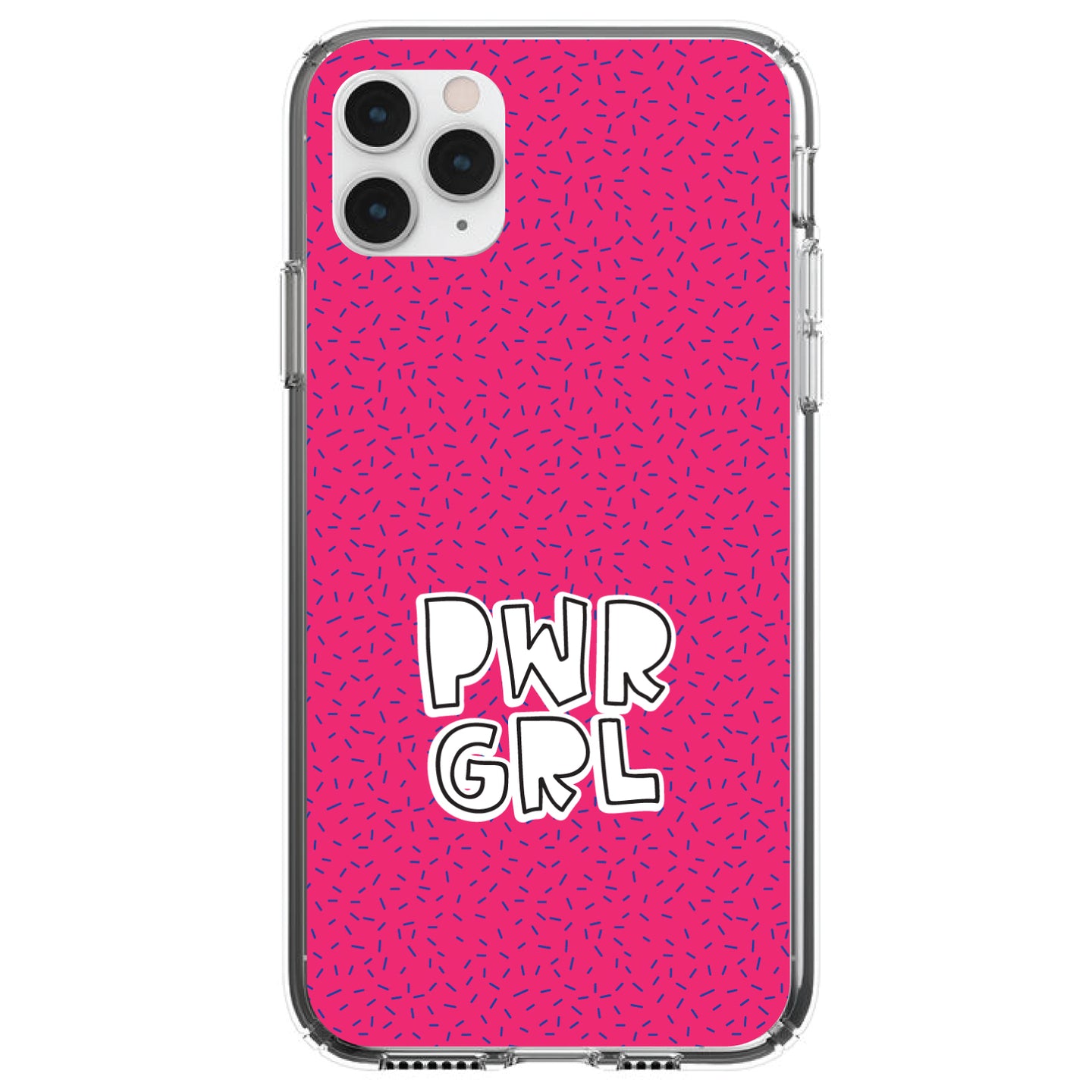 DistinctInk® Clear Shockproof Hybrid Case for Apple iPhone / Samsung Galaxy / Google Pixel - Girl Power - PWR GRL - Pink Background