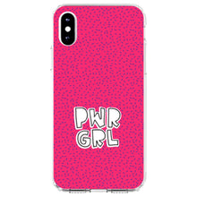 DistinctInk® Clear Shockproof Hybrid Case for Apple iPhone / Samsung Galaxy / Google Pixel - Girl Power - PWR GRL - Pink Background