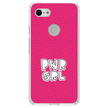 DistinctInk® Clear Shockproof Hybrid Case for Apple iPhone / Samsung Galaxy / Google Pixel - Girl Power - PWR GRL - Pink Background