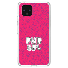 DistinctInk® Clear Shockproof Hybrid Case for Apple iPhone / Samsung Galaxy / Google Pixel - Girl Power - PWR GRL - Pink Background