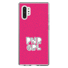 DistinctInk® Clear Shockproof Hybrid Case for Apple iPhone / Samsung Galaxy / Google Pixel - Girl Power - PWR GRL - Pink Background