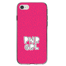 DistinctInk® Clear Shockproof Hybrid Case for Apple iPhone / Samsung Galaxy / Google Pixel - Girl Power - PWR GRL - Pink Background
