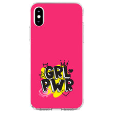 DistinctInk® Clear Shockproof Hybrid Case for Apple iPhone / Samsung Galaxy / Google Pixel - Girl Power - GRL PWR - Pink Yellow Black