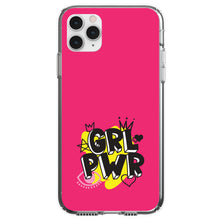 DistinctInk® Clear Shockproof Hybrid Case for Apple iPhone / Samsung Galaxy / Google Pixel - Girl Power - GRL PWR - Pink Yellow Black