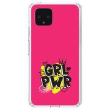 DistinctInk® Clear Shockproof Hybrid Case for Apple iPhone / Samsung Galaxy / Google Pixel - Girl Power - GRL PWR - Pink Yellow Black