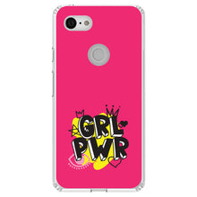 DistinctInk® Clear Shockproof Hybrid Case for Apple iPhone / Samsung Galaxy / Google Pixel - Girl Power - GRL PWR - Pink Yellow Black