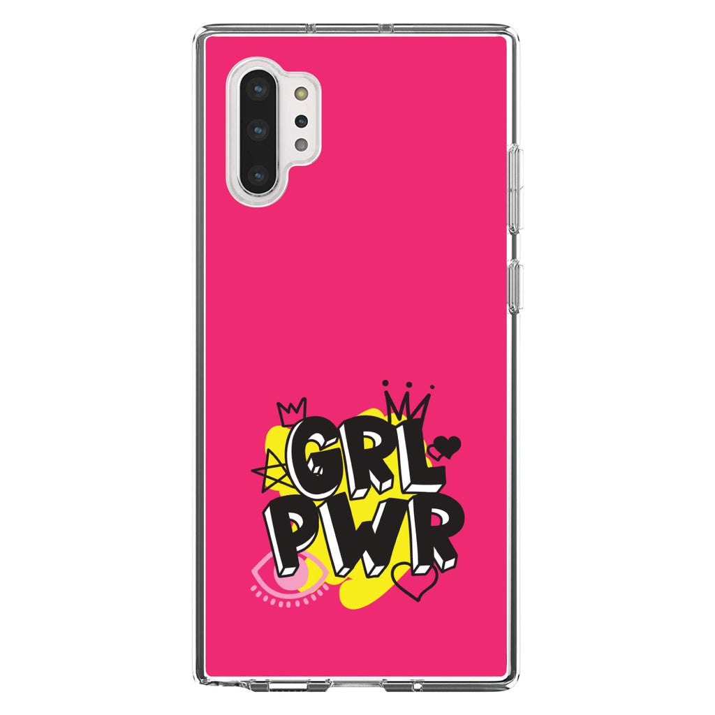 Girl Power, GRL PWR, Pink Yellow Black Clear Shockproof iPhone Case, view 10