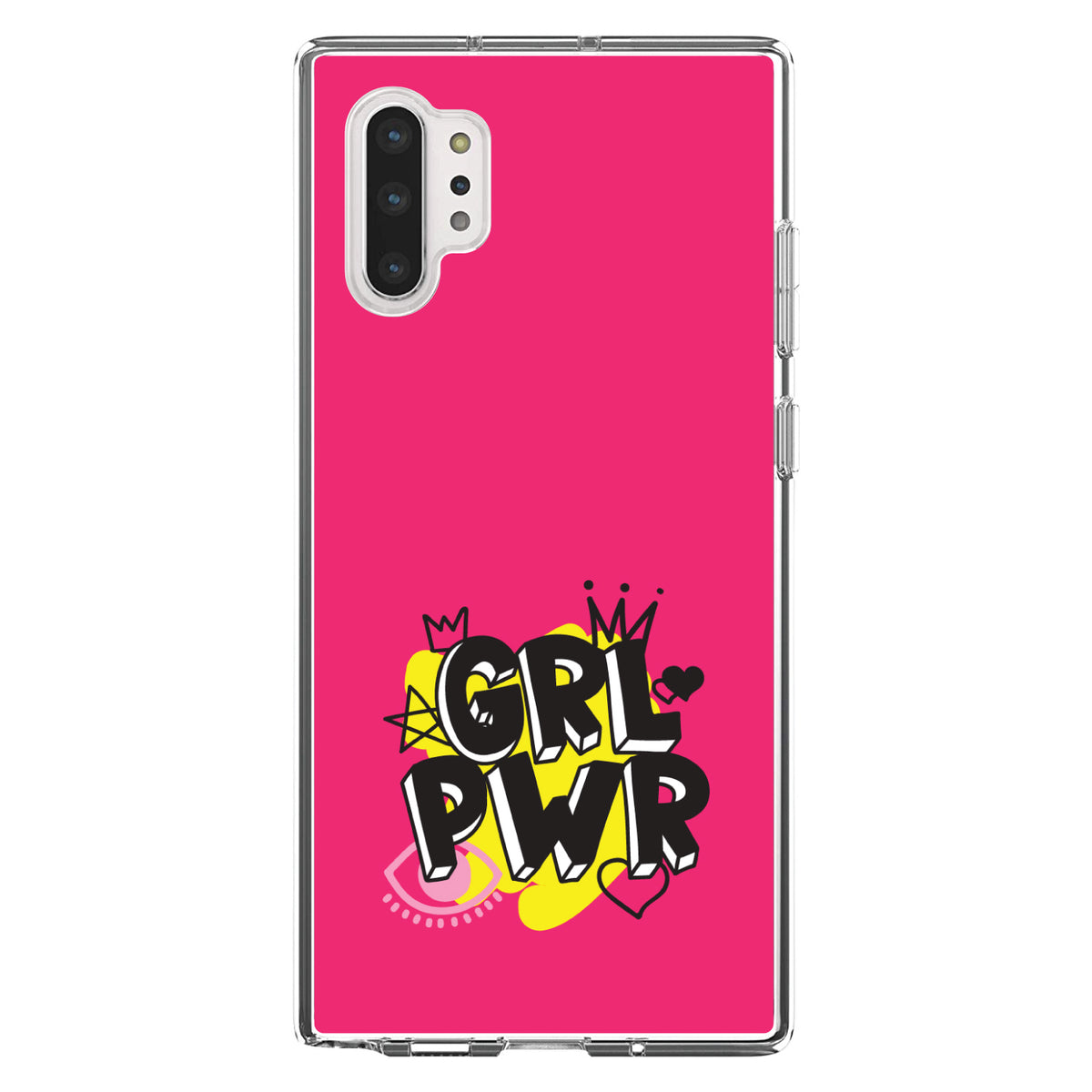 Girl Power, GRL PWR, Pink Yellow Black Clear Shockproof iPhone Case, view 10
