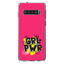 DistinctInk® Clear Shockproof Hybrid Case for Apple iPhone / Samsung Galaxy / Google Pixel - Girl Power - GRL PWR - Pink Yellow Black
