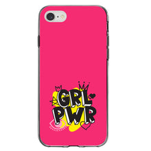 DistinctInk® Clear Shockproof Hybrid Case for Apple iPhone / Samsung Galaxy / Google Pixel - Girl Power - GRL PWR - Pink Yellow Black