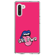 DistinctInk® Clear Shockproof Hybrid Case for Apple iPhone / Samsung Galaxy / Google Pixel - Girl Power - GRL PWR - Loud Mouth, Pink & Blue