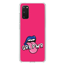 DistinctInk® Clear Shockproof Hybrid Case for Apple iPhone / Samsung Galaxy / Google Pixel - Girl Power - GRL PWR - Loud Mouth, Pink & Blue