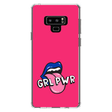 DistinctInk® Clear Shockproof Hybrid Case for Apple iPhone / Samsung Galaxy / Google Pixel - Girl Power - GRL PWR - Loud Mouth, Pink & Blue