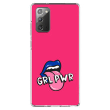 DistinctInk® Clear Shockproof Hybrid Case for Apple iPhone / Samsung Galaxy / Google Pixel - Girl Power - GRL PWR - Loud Mouth, Pink & Blue