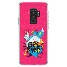 DistinctInk® Clear Shockproof Hybrid Case for Apple iPhone / Samsung Galaxy / Google Pixel - Girl Power - GRL PWR - Unicorn Hearts Graffiti