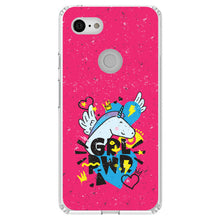 DistinctInk® Clear Shockproof Hybrid Case for Apple iPhone / Samsung Galaxy / Google Pixel - Girl Power - GRL PWR - Unicorn Hearts Graffiti