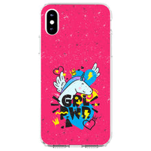 DistinctInk® Clear Shockproof Hybrid Case for Apple iPhone / Samsung Galaxy / Google Pixel - Girl Power - GRL PWR - Unicorn Hearts Graffiti