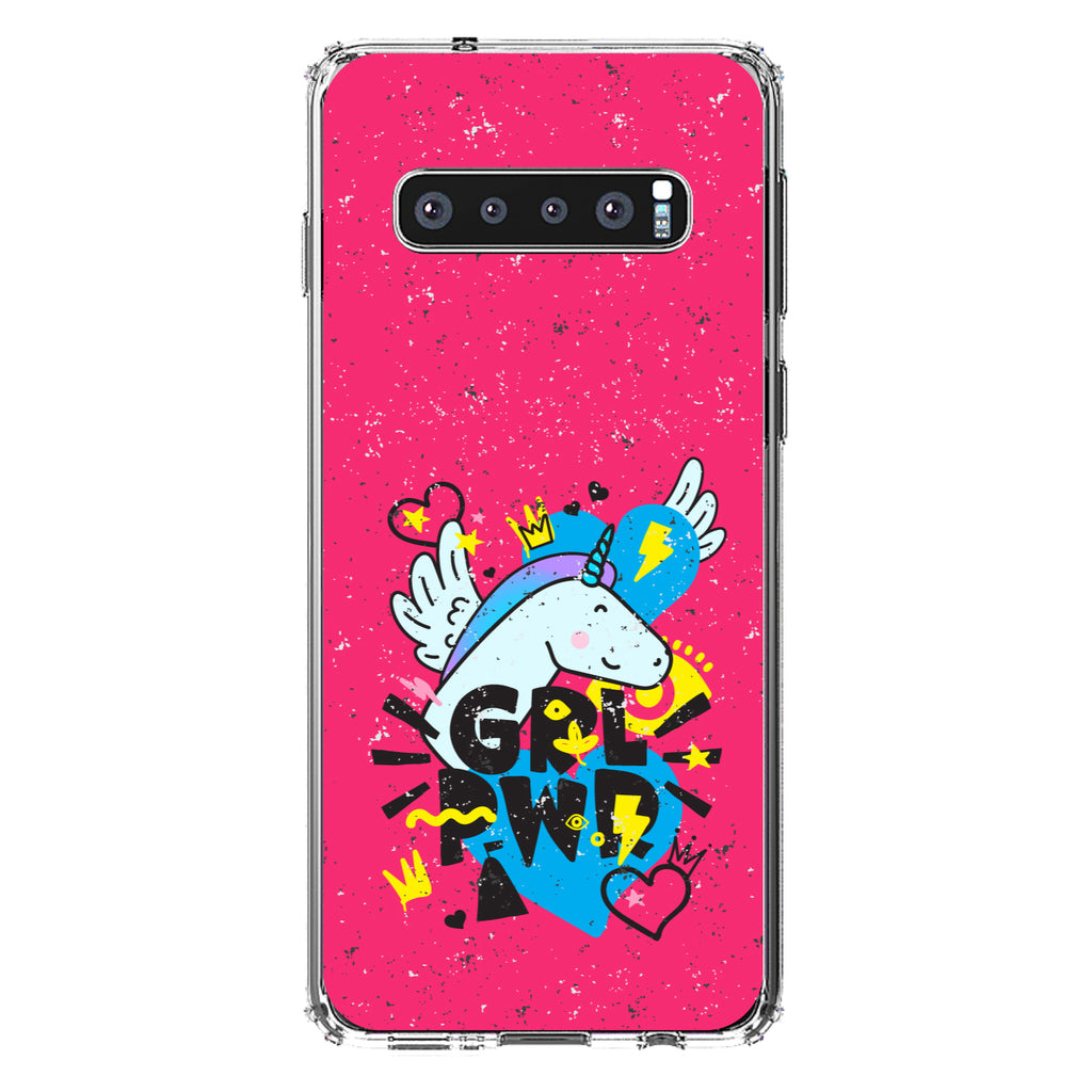 Girl Power, GRL PWR, Unicorn Hearts Graffiti Clear Shockproof iPhone Case, view 17