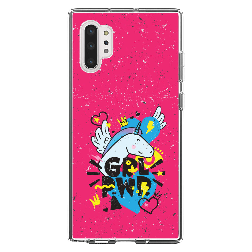 Girl Power, GRL PWR, Unicorn Hearts Graffiti Clear Shockproof iPhone Case, view 10