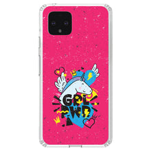DistinctInk® Clear Shockproof Hybrid Case for Apple iPhone / Samsung Galaxy / Google Pixel - Girl Power - GRL PWR - Unicorn Hearts Graffiti