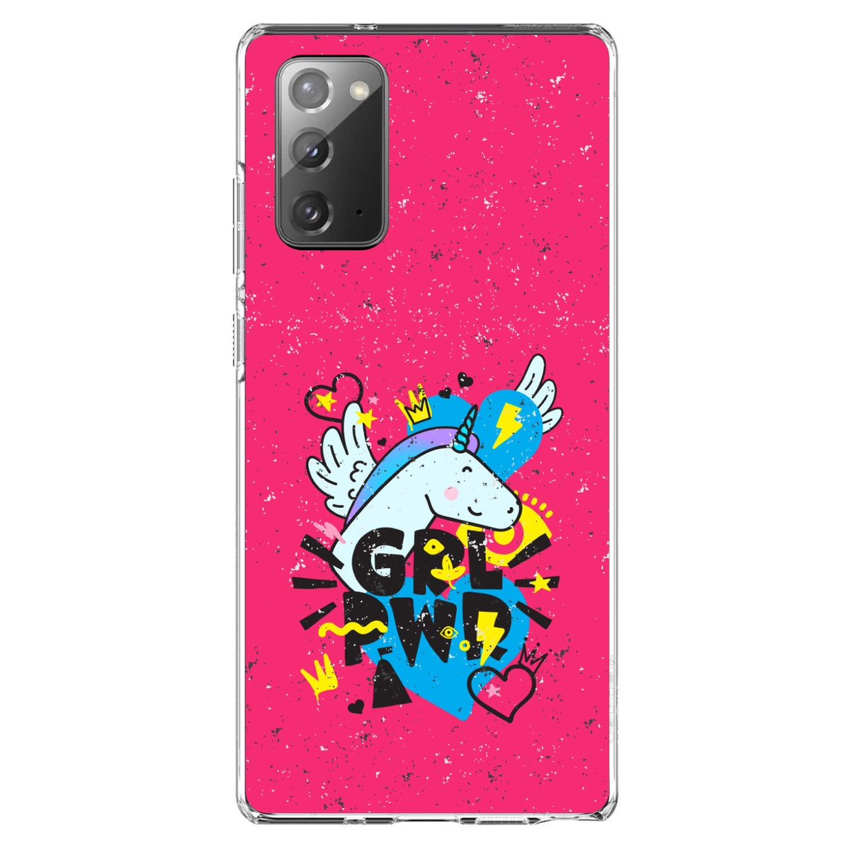 Girl Power, GRL PWR, Unicorn Hearts Graffiti Clear Shockproof iPhone Case, view 8