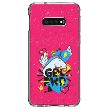 DistinctInk® Clear Shockproof Hybrid Case for Apple iPhone / Samsung Galaxy / Google Pixel - Girl Power - GRL PWR - Unicorn Hearts Graffiti