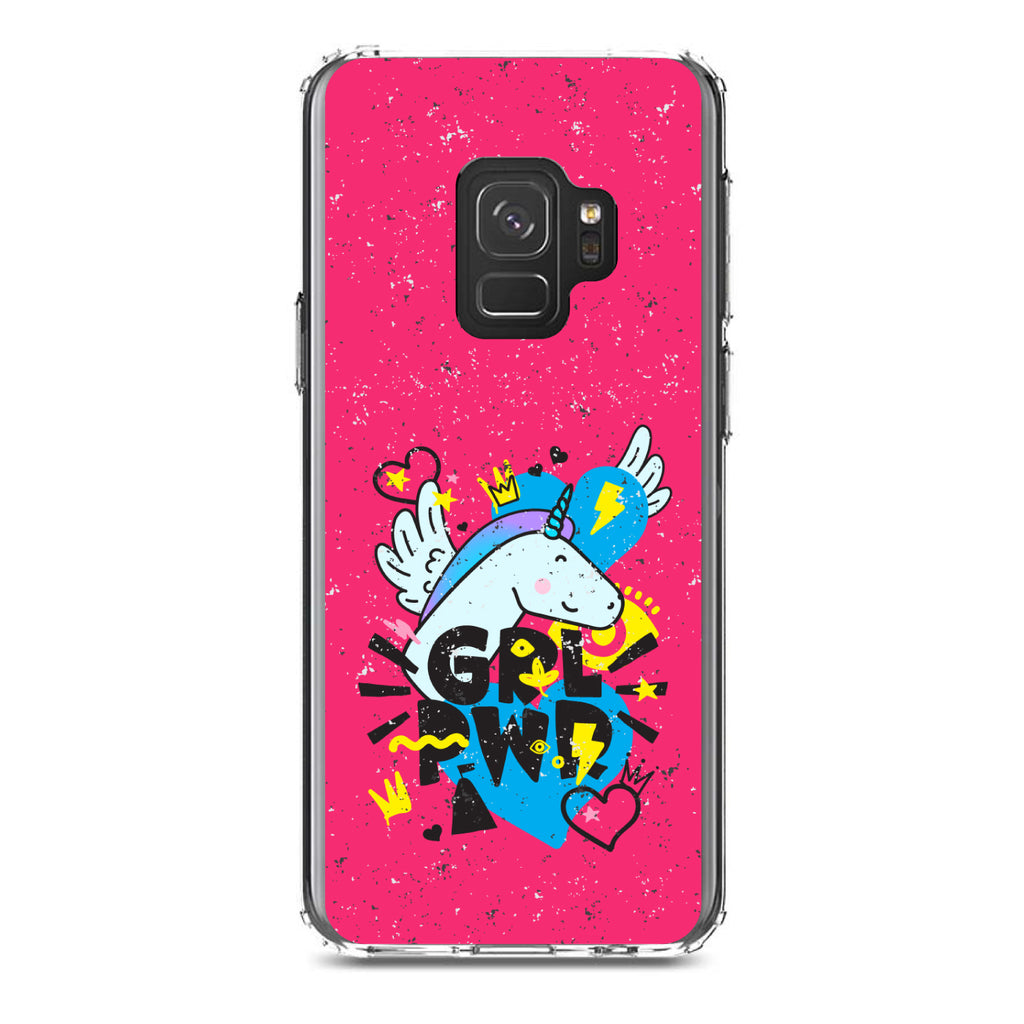 Girl Power, GRL PWR, Unicorn Hearts Graffiti Clear Shockproof iPhone Case, view 19