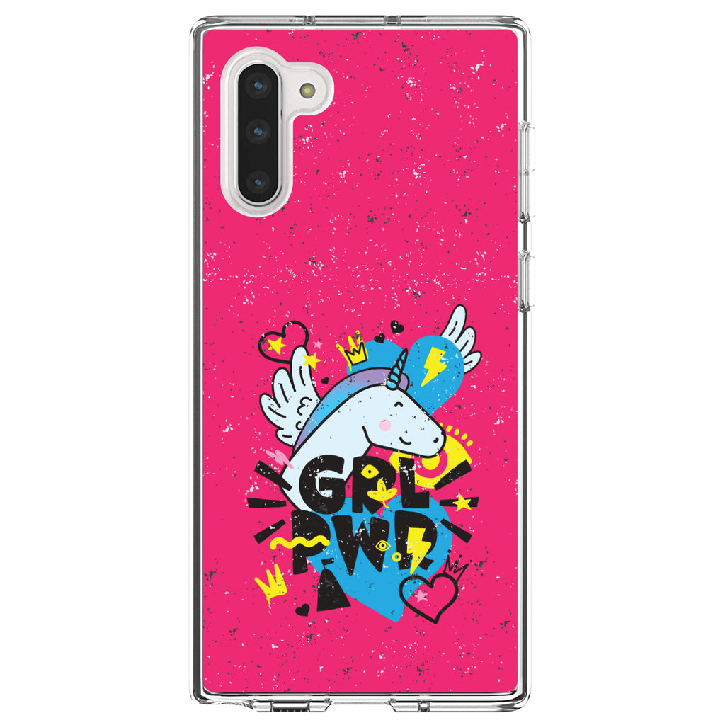 Girl Power, GRL PWR, Unicorn Hearts Graffiti Clear Shockproof iPhone Case, view 9