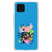 DistinctInk® Clear Shockproof Hybrid Case for Apple iPhone / Samsung Galaxy / Google Pixel - Girl Power - GRL PWR - Pink, Blue, Yellow