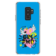 DistinctInk® Clear Shockproof Hybrid Case for Apple iPhone / Samsung Galaxy / Google Pixel - Girl Power - GRL PWR - Pink, Blue, Yellow
