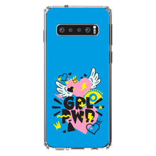 DistinctInk® Clear Shockproof Hybrid Case for Apple iPhone / Samsung Galaxy / Google Pixel - Girl Power - GRL PWR - Pink, Blue, Yellow