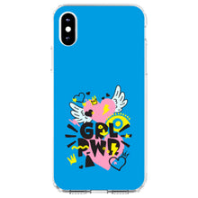 DistinctInk® Clear Shockproof Hybrid Case for Apple iPhone / Samsung Galaxy / Google Pixel - Girl Power - GRL PWR - Pink, Blue, Yellow