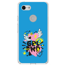 DistinctInk® Clear Shockproof Hybrid Case for Apple iPhone / Samsung Galaxy / Google Pixel - Girl Power - GRL PWR - Pink, Blue, Yellow