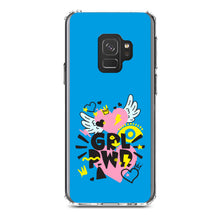 DistinctInk® Clear Shockproof Hybrid Case for Apple iPhone / Samsung Galaxy / Google Pixel - Girl Power - GRL PWR - Pink, Blue, Yellow