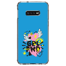 DistinctInk® Clear Shockproof Hybrid Case for Apple iPhone / Samsung Galaxy / Google Pixel - Girl Power - GRL PWR - Pink, Blue, Yellow
