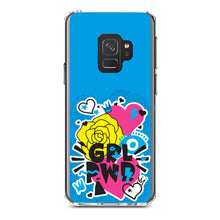 DistinctInk® Clear Shockproof Hybrid Case for Apple iPhone / Samsung Galaxy / Google Pixel - Girl Power - GRL PWR - Blue, Pink, Yellow