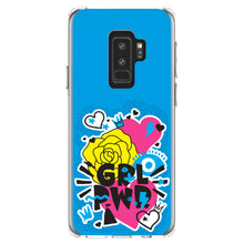 DistinctInk® Clear Shockproof Hybrid Case for Apple iPhone / Samsung Galaxy / Google Pixel - Girl Power - GRL PWR - Blue, Pink, Yellow