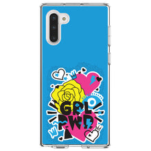 DistinctInk® Clear Shockproof Hybrid Case for Apple iPhone / Samsung Galaxy / Google Pixel - Girl Power - GRL PWR - Blue, Pink, Yellow