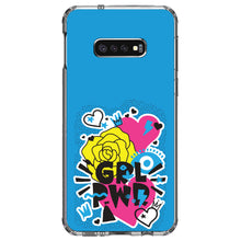 DistinctInk® Clear Shockproof Hybrid Case for Apple iPhone / Samsung Galaxy / Google Pixel - Girl Power - GRL PWR - Blue, Pink, Yellow