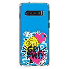 DistinctInk® Clear Shockproof Hybrid Case for Apple iPhone / Samsung Galaxy / Google Pixel - Girl Power - GRL PWR - Blue, Pink, Yellow