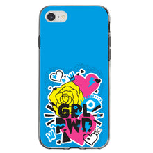 DistinctInk® Clear Shockproof Hybrid Case for Apple iPhone / Samsung Galaxy / Google Pixel - Girl Power - GRL PWR - Blue, Pink, Yellow