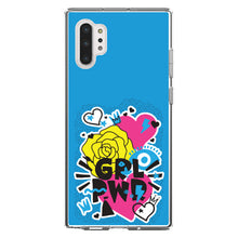 DistinctInk® Clear Shockproof Hybrid Case for Apple iPhone / Samsung Galaxy / Google Pixel - Girl Power - GRL PWR - Blue, Pink, Yellow