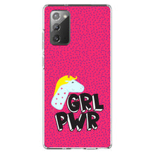 DistinctInk® Clear Shockproof Hybrid Case for Apple iPhone / Samsung Galaxy / Google Pixel - Girl Power - GRL PWR - Unicorn Pink Background
