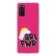 DistinctInk® Clear Shockproof Hybrid Case for Apple iPhone / Samsung Galaxy / Google Pixel - Girl Power - GRL PWR - Unicorn Pink Background