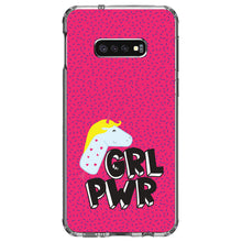 DistinctInk® Clear Shockproof Hybrid Case for Apple iPhone / Samsung Galaxy / Google Pixel - Girl Power - GRL PWR - Unicorn Pink Background