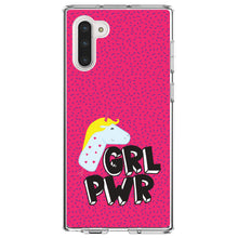 DistinctInk® Clear Shockproof Hybrid Case for Apple iPhone / Samsung Galaxy / Google Pixel - Girl Power - GRL PWR - Unicorn Pink Background
