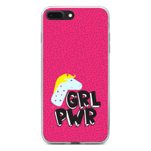 DistinctInk® Clear Shockproof Hybrid Case for Apple iPhone / Samsung Galaxy / Google Pixel - Girl Power - GRL PWR - Unicorn Pink Background